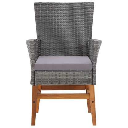7-tlg. Garten-Essgruppe Poly Rattan und Akazienholz Grau