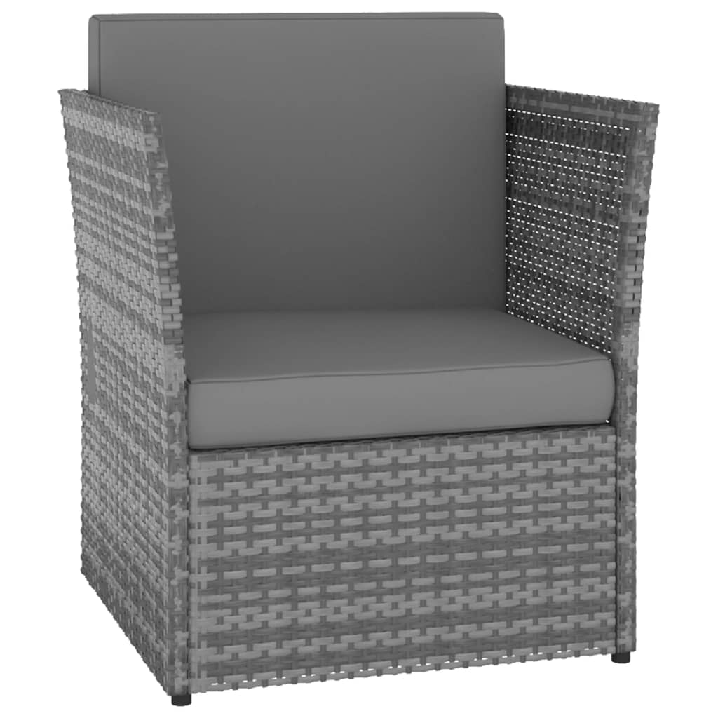 Havestol med skammel polyrattan antracit