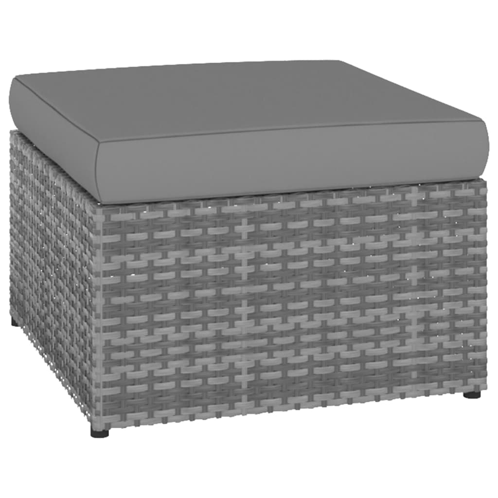 Havestol med skammel polyrattan antracit
