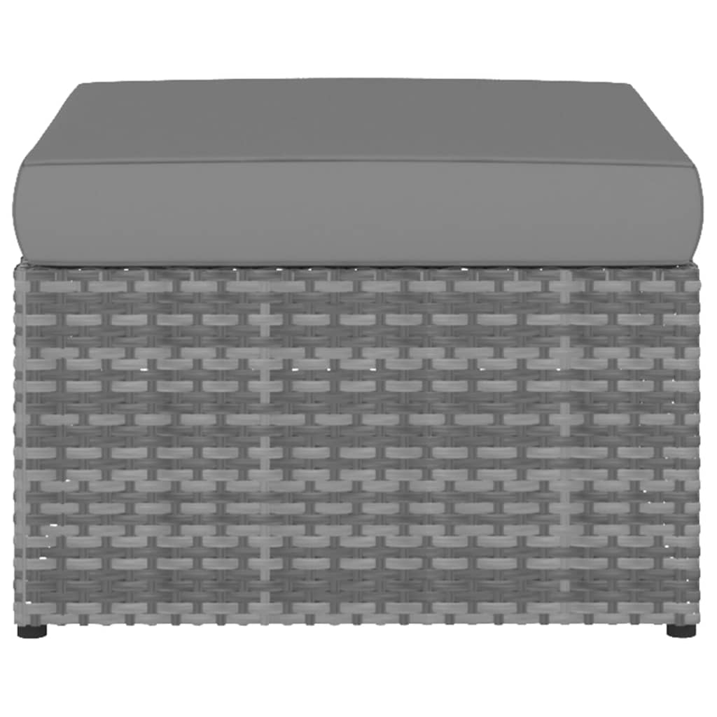 Havestol med skammel polyrattan antracit