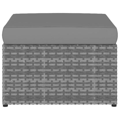 Havestol med skammel polyrattan antracit