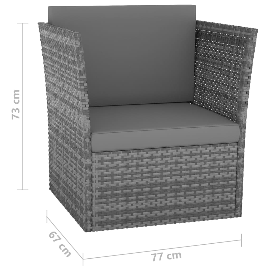 Havestol med skammel polyrattan antracit