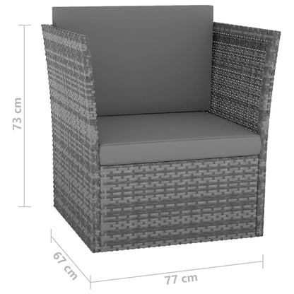 Havestol med skammel polyrattan antracit