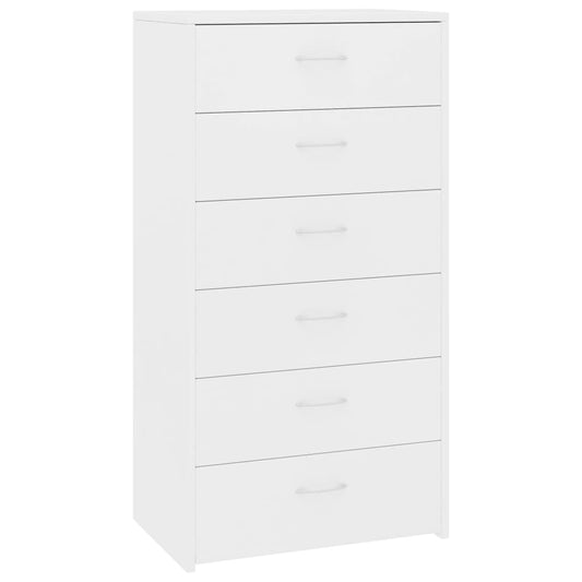 Skænk med 6 skuffer Hvid 50x34x96 cm Træmateriale