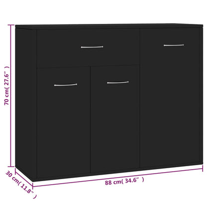 Skænk Sort 88x30x70 cm Træ Materiale