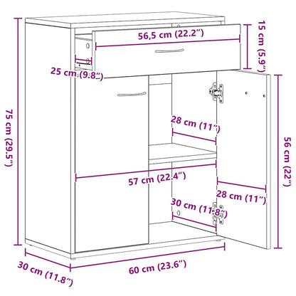 Sideboard Betongrau 60x30x75 cm Holzwerkstoff