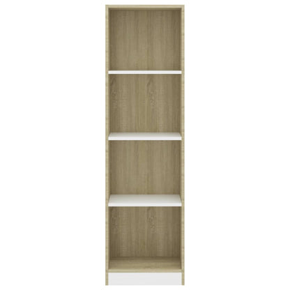 Bücherregal 4 Fächer Weiß Sonoma-Eiche 40x24x142 Holzwerkstoff