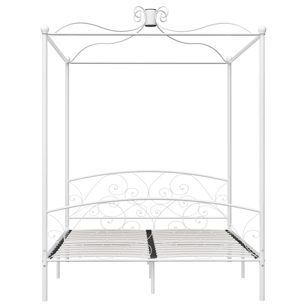 Himmelbett-Gestell Weiß Metall 160 x 200 cm