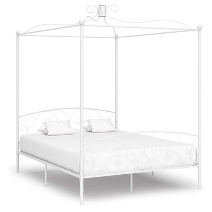 Himmelbett-Gestell Weiß Metall 180 x 200 cm
