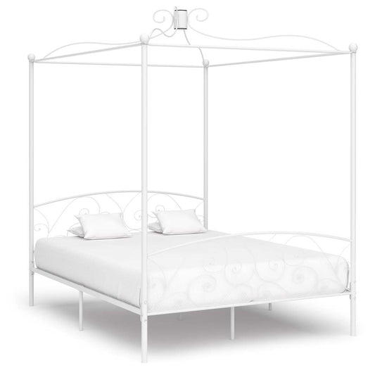 Himmelbett-Gestell Weiß Metall 180 x 200 cm