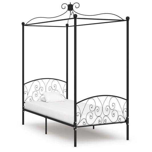 Himmelbett-Gestell Schwarz Metall 100 x 200 cm