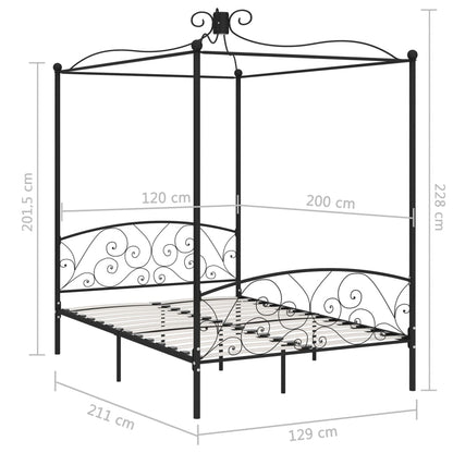 Himmelbett-Gestell Schwarz Metall 120 x 200 cm