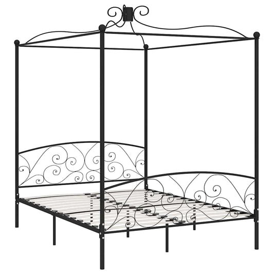 Himmelbett-Gestell Schwarz Metall 180 x 200 cm