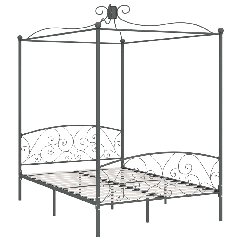 Himmelbett-Gestell Grau Metall 120 x 200 cm