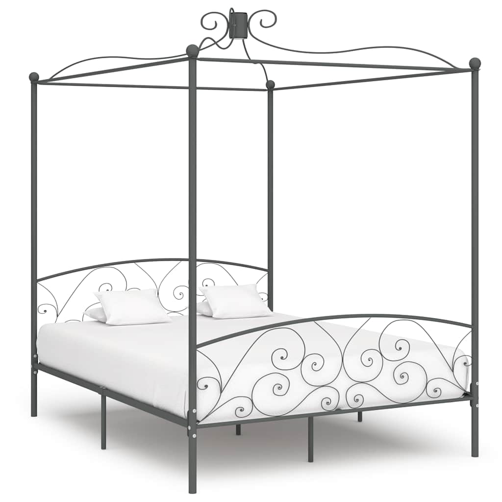 Himmelbett-Gestell Grau Metall 180 x 200 cm