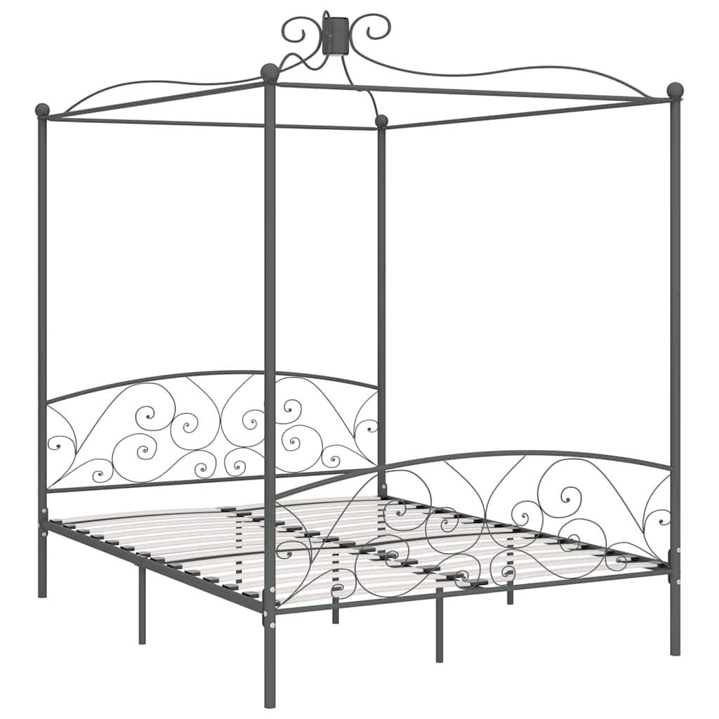 Himmelbett-Gestell Grau Metall 180 x 200 cm