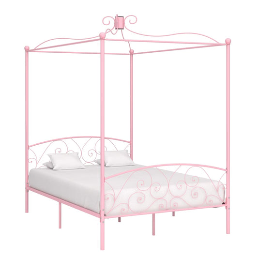 Himmelbett-Gestell Rosa Metall 140 x 200 cm