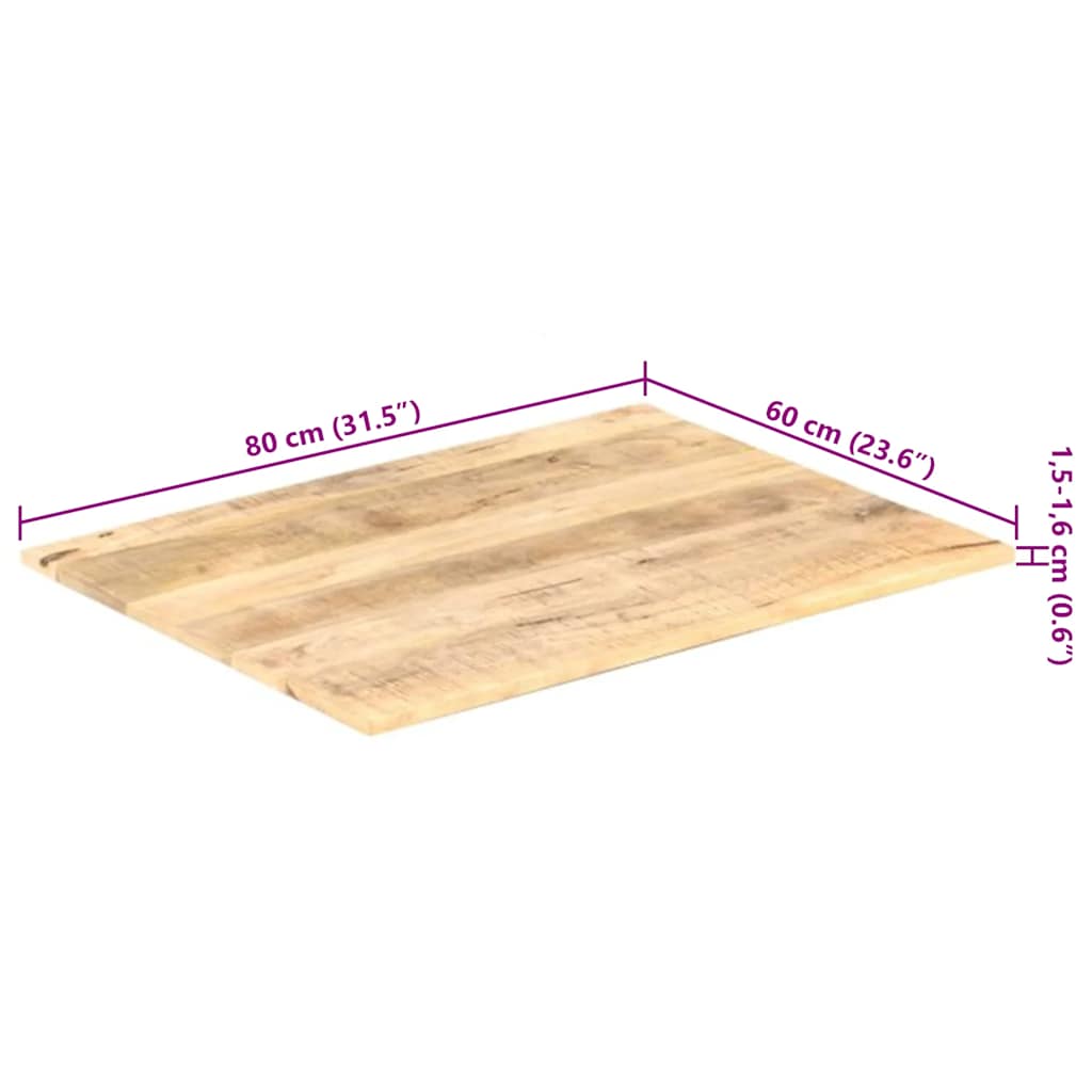 Tischplatte Massivholz Mango 15-16 mm 80x60 cm