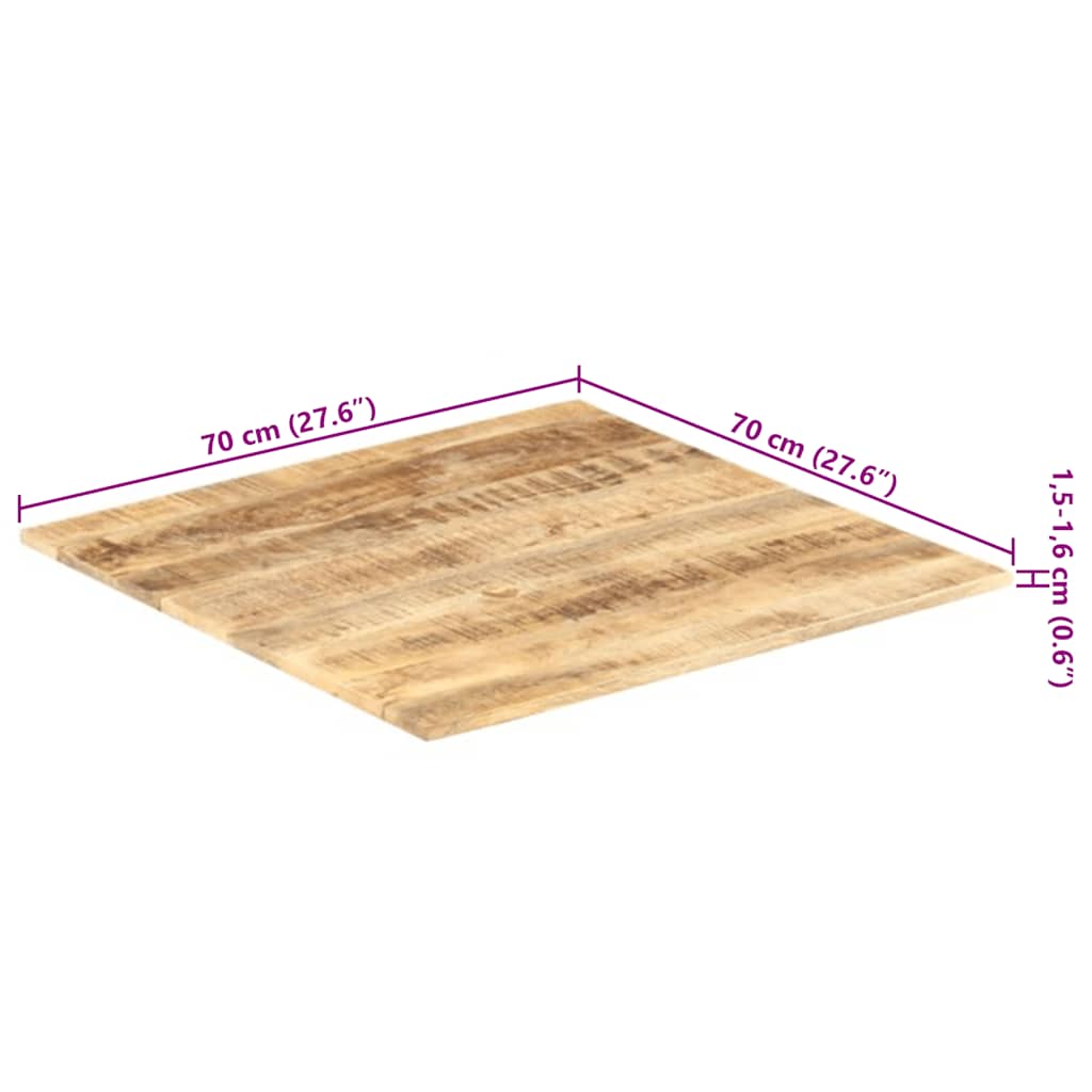 Tischplatte Massivholz Mango 15-16 mm 70x70 cm