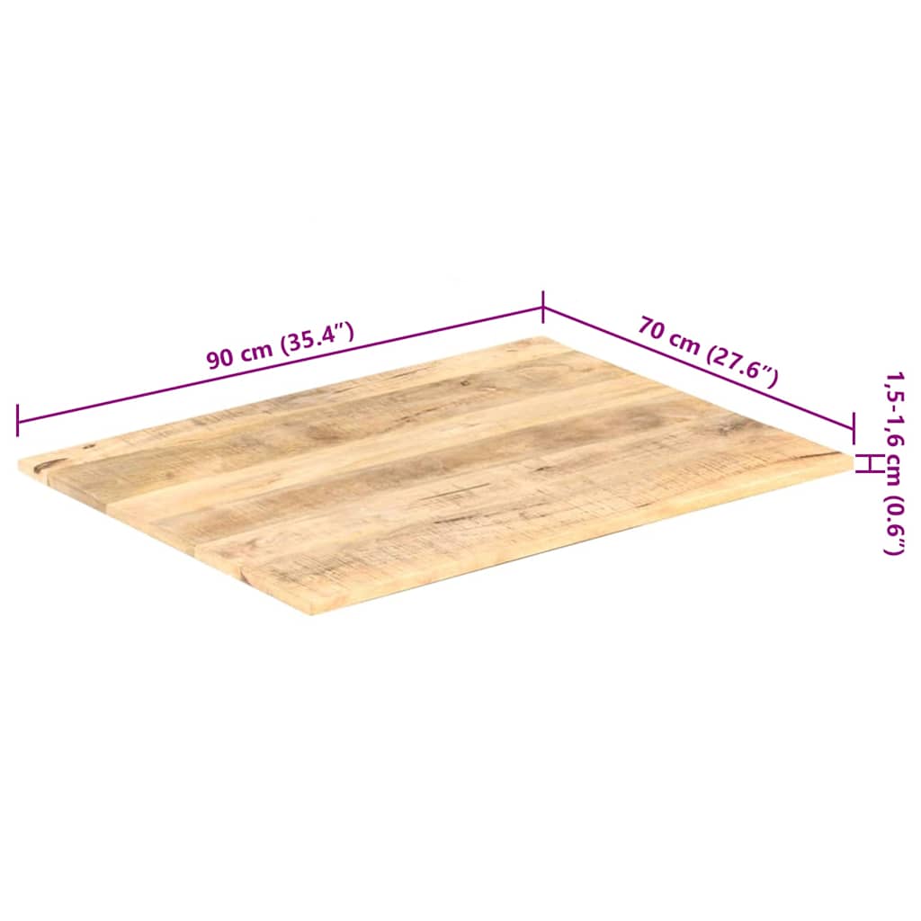 Tischplatte Massivholz Mango 15-16 mm 90x70 cm