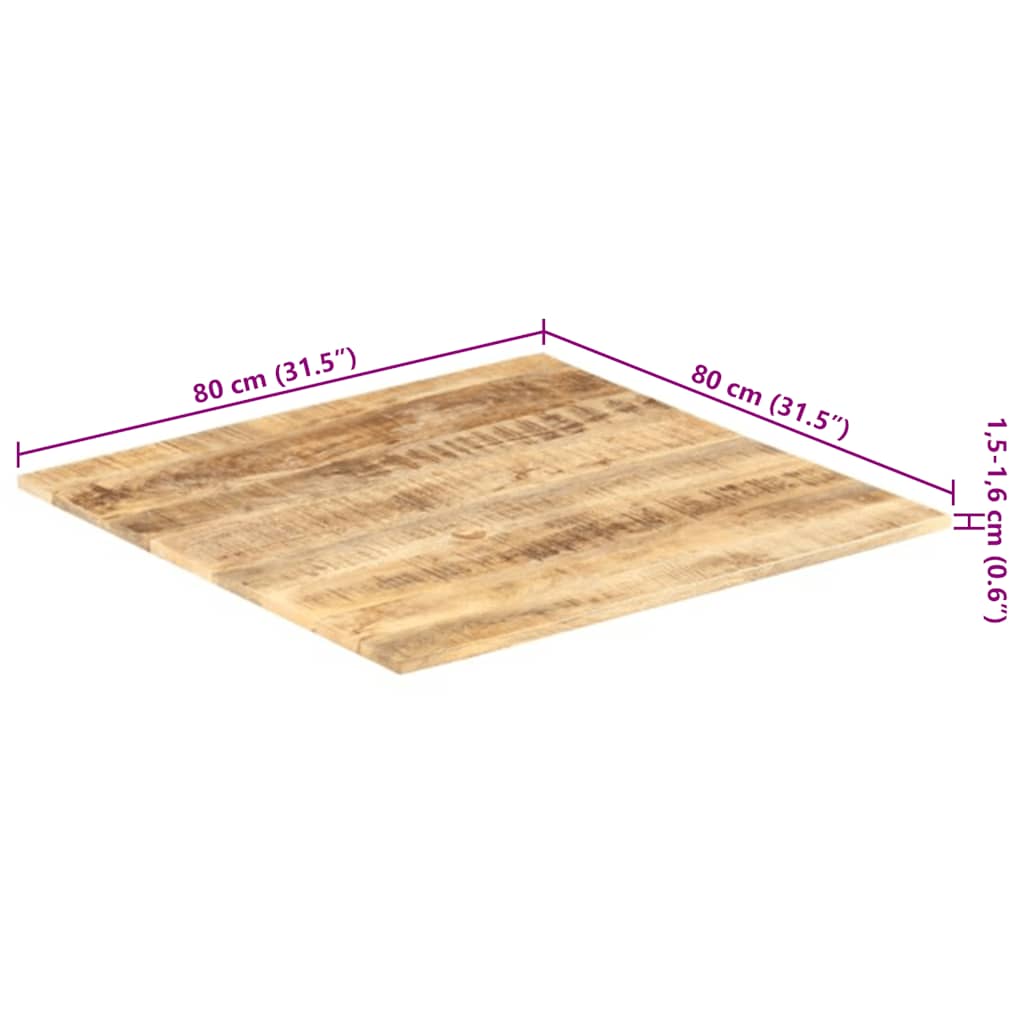 Tischplatte Massivholz Mango 15-16 mm 80x80 cm