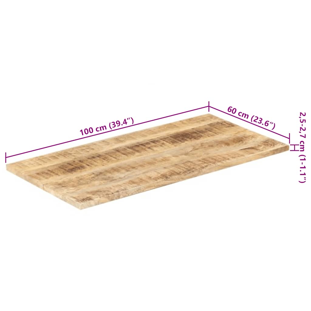 Tischplatte Massivholz Mango 25-27 mm 100x60 cm