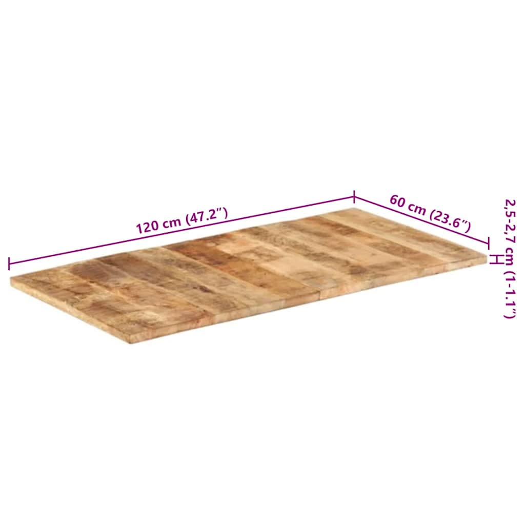 Tischplatte Massivholz Mango 25-27 mm 120x60 cm