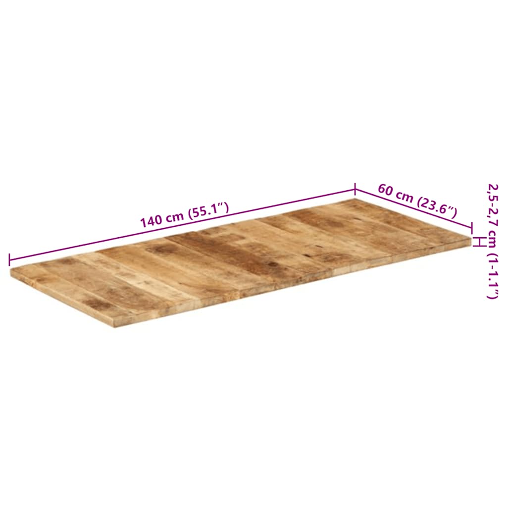 Tischplatte Massivholz Mango 25-27 mm 140x60 cm