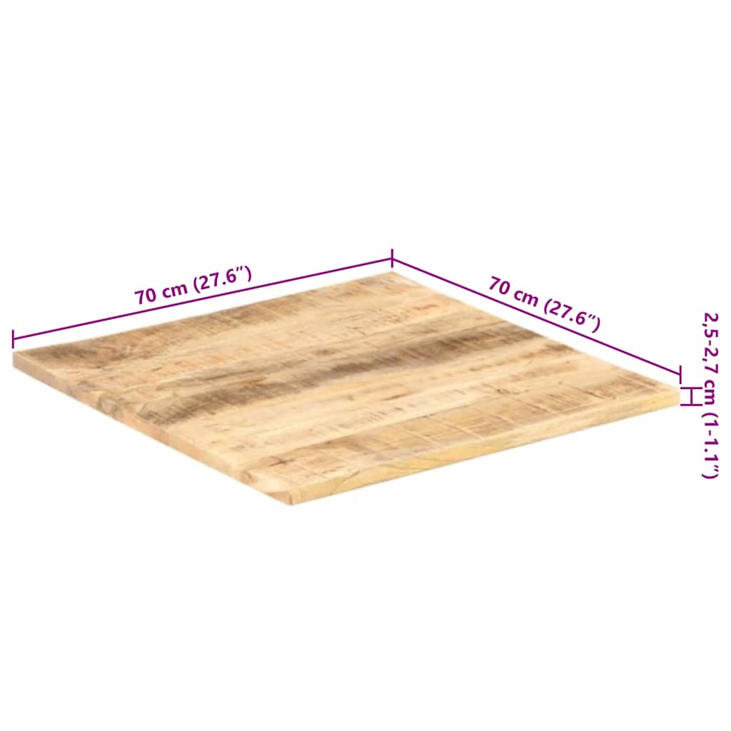Tischplatte Massivholz Mango 25-27 mm 70x70 cm
