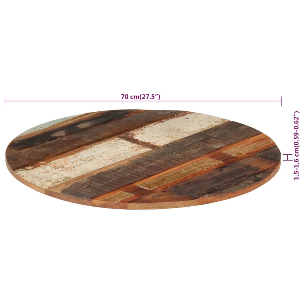 Tischplatte Rund 70 cm 15-16 mm Altholz Massiv