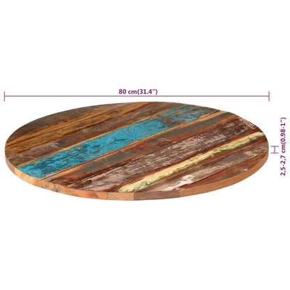 Tischplatte Rund 80 cm 25-27 mm Altholz Massiv