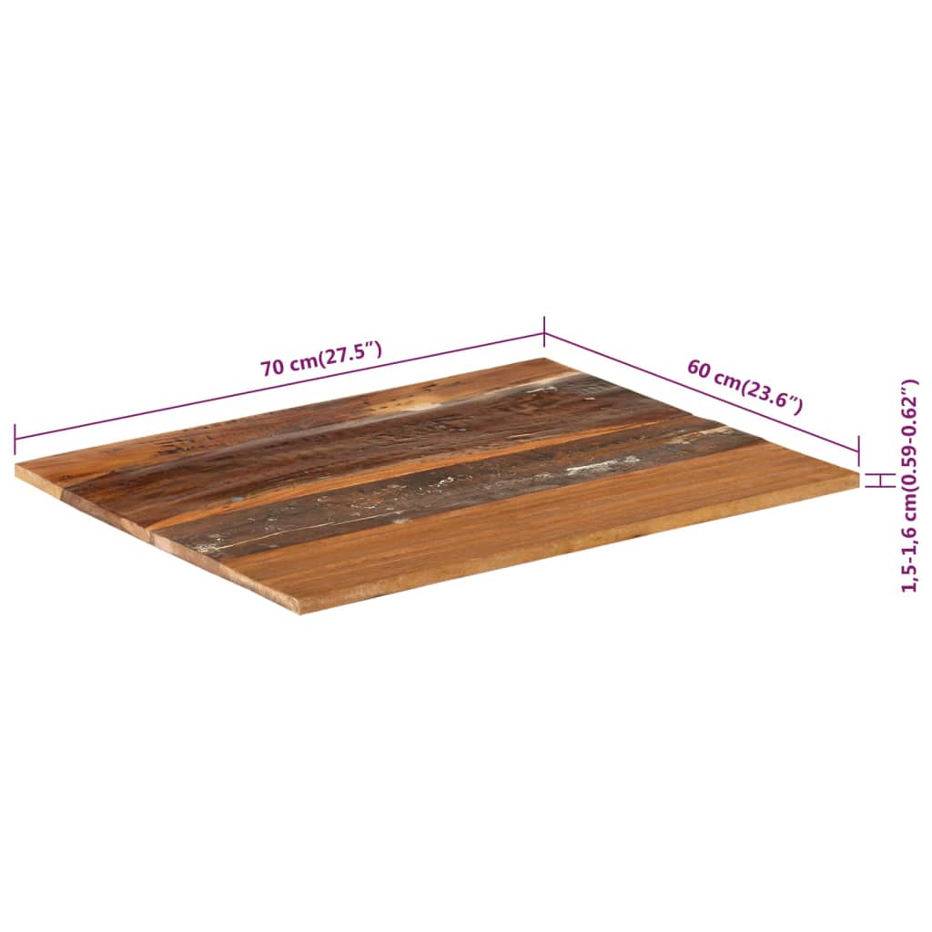 Tischplatte Rechteckig 60x70 cm 15-16 mm Altholz Massiv