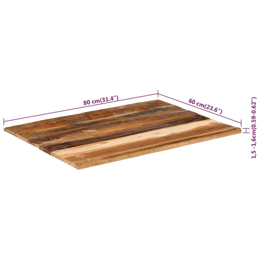 Tischplatte Rechteckig 60x80 cm 15-16 mm Altholz Massiv