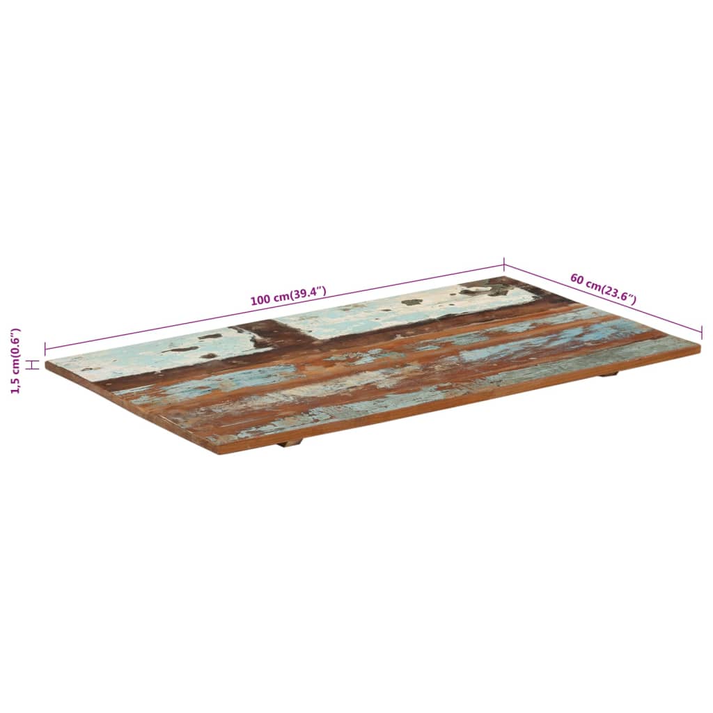 Tischplatte Rechteckig 60x100 cm 15-16 mm Altholz Massiv