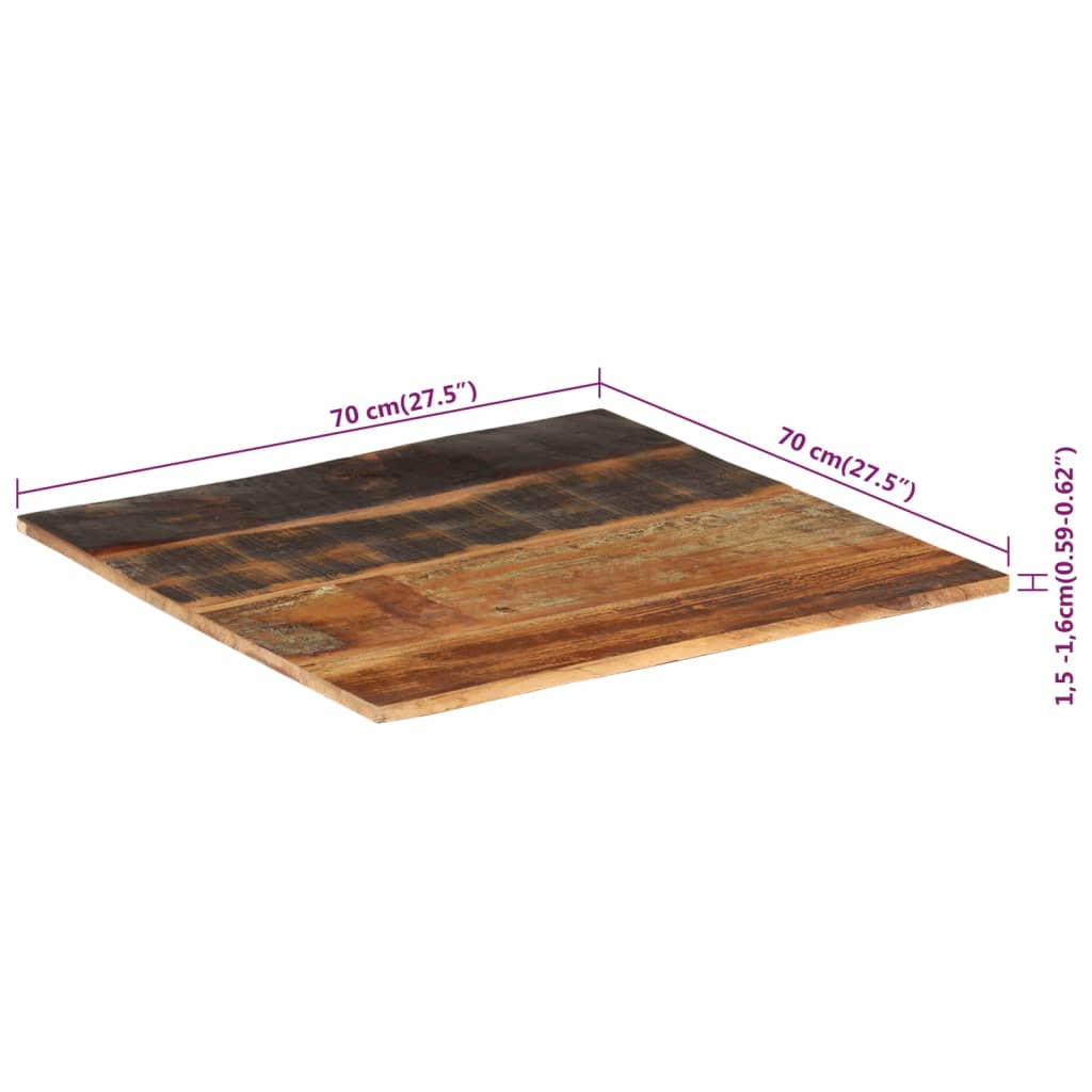 Tischplatte Quadratisch 70x70 cm 15-16 mm Altholz Massiv