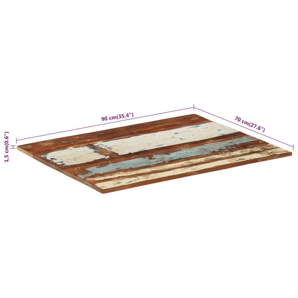 Tischplatte Rechteckig 70x90 cm 15-16 mm Altholz Massiv