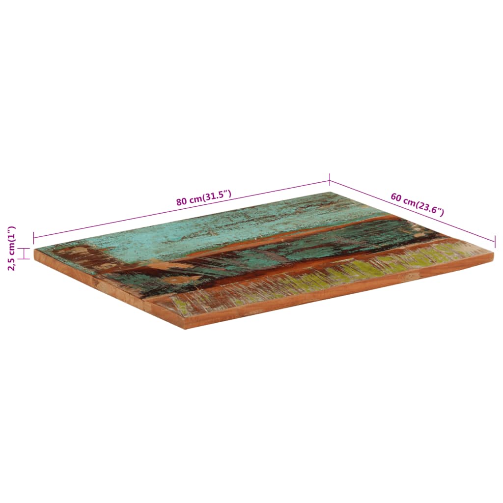 Tischplatte Rechteckig 60x80 cm 25-27 mm Altholz Massiv