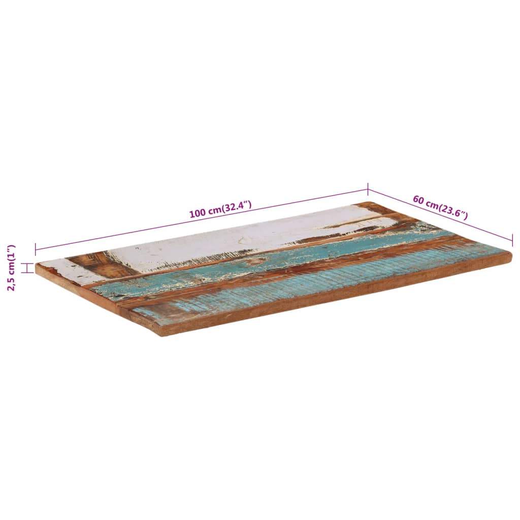 Tischplatte Rechteckig 60x100 cm 25-27 mm Altholz Massiv
