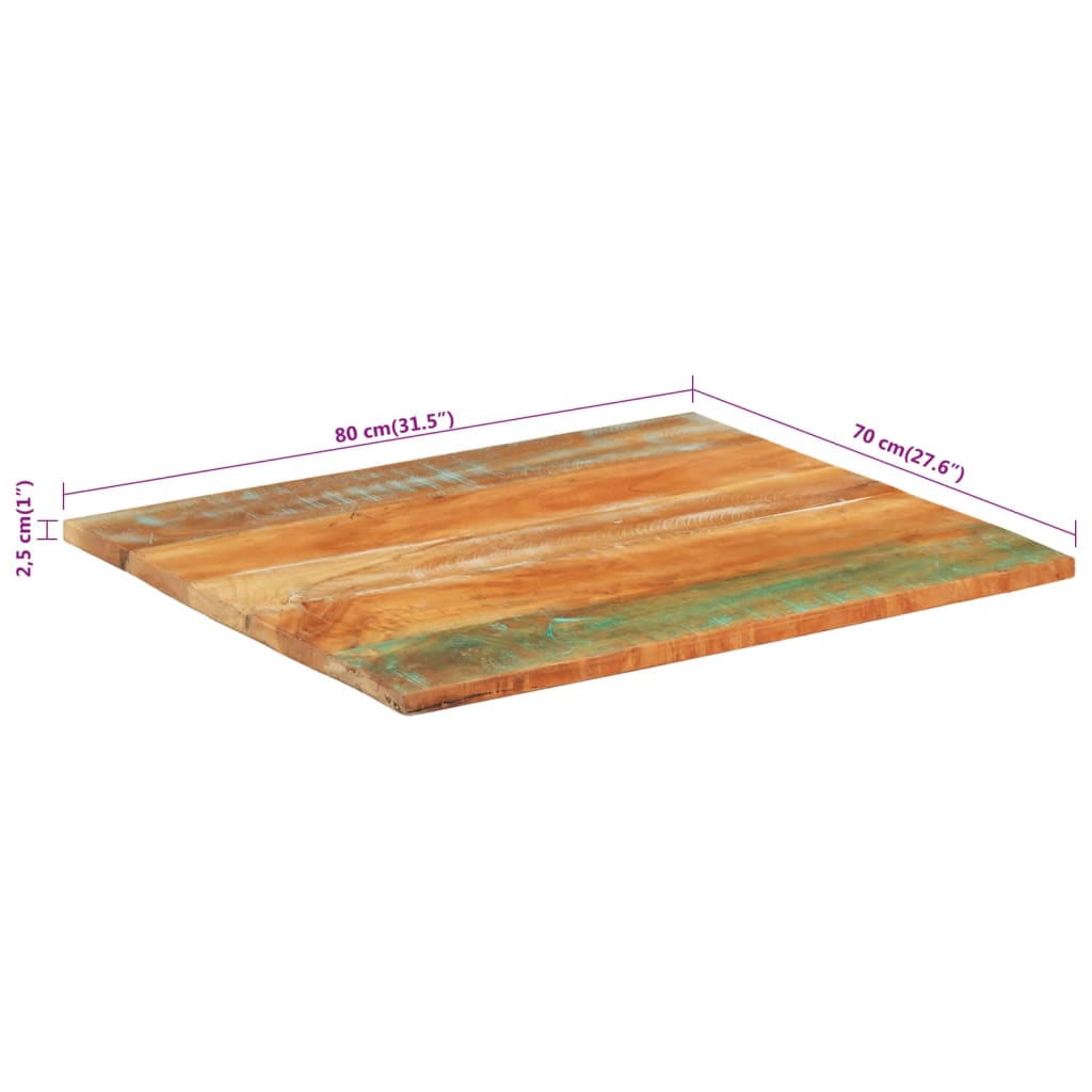 Tischplatte Rechteckig 70x80 cm 25-27 mm Altholz Massiv