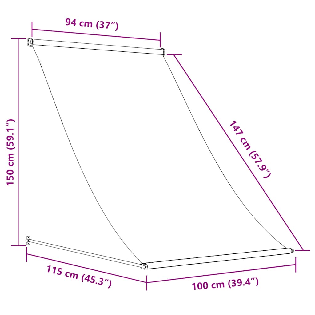 Einziehbare Markise 100×150 cm Blau und Weiß