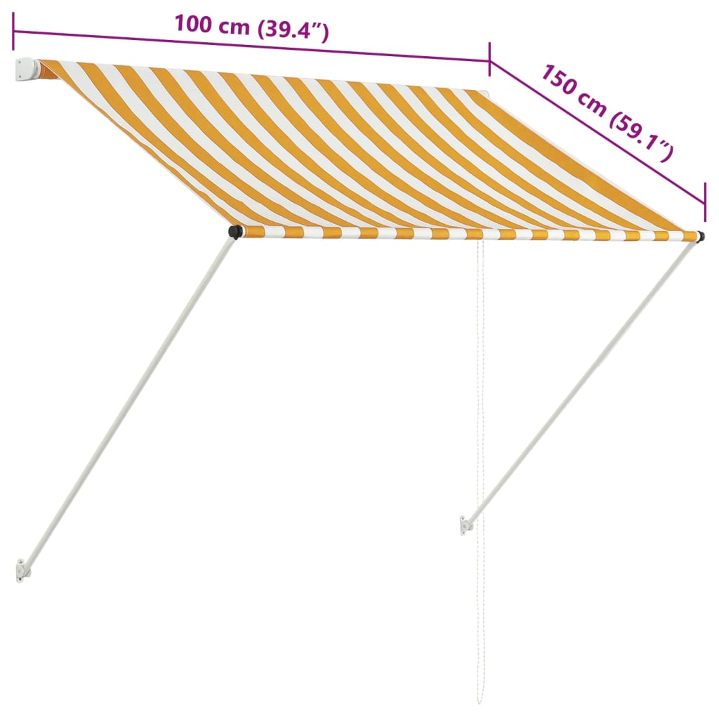 Einziehbare Markise 100×150 cm Gelb und Weiß