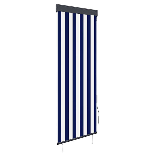 Udendørs rullegardin 60 x 250 cm blå og hvid