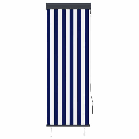 Udendørs rullegardin 60 x 250 cm blå og hvid