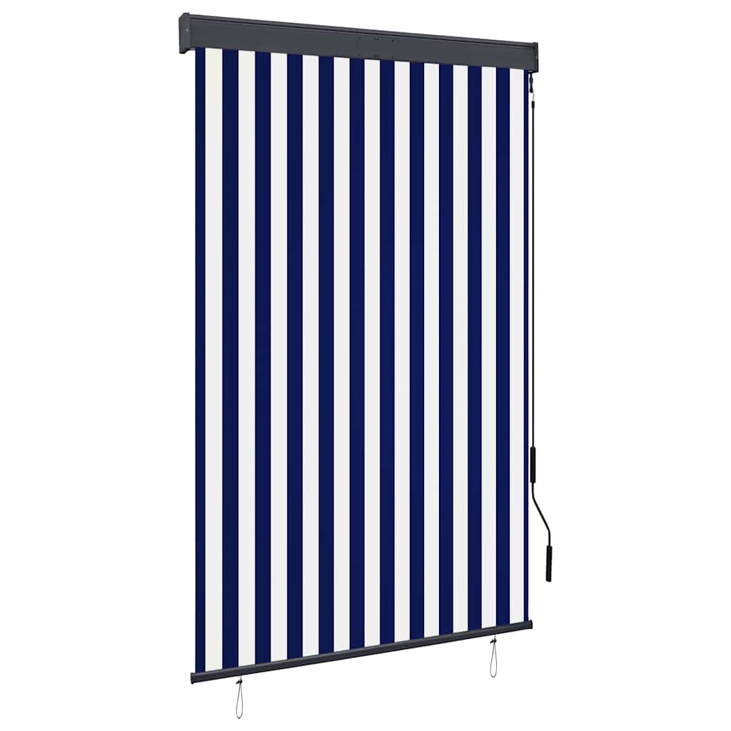 Außenrollo 120 x 250 cm Blau und Weiß