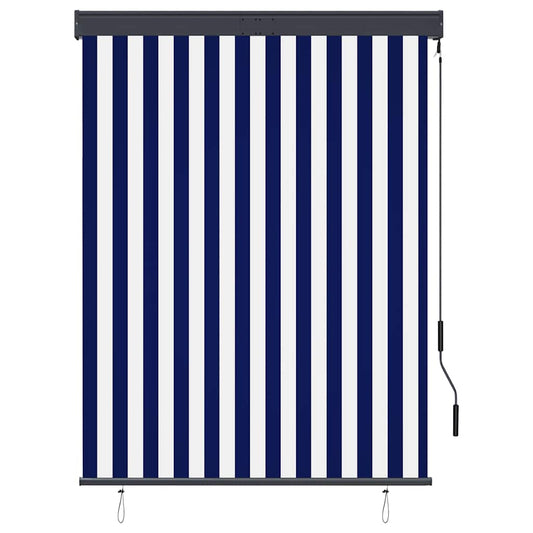 Außenrollo 120 x 250 cm Blau und Weiß