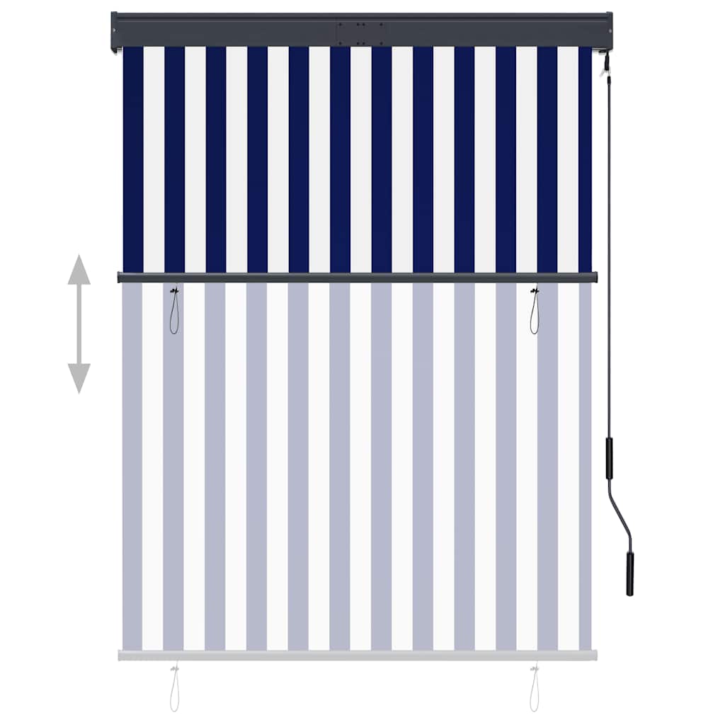 Außenrollo 120 x 250 cm Blau und Weiß
