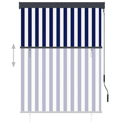 Außenrollo 120 x 250 cm Blau und Weiß