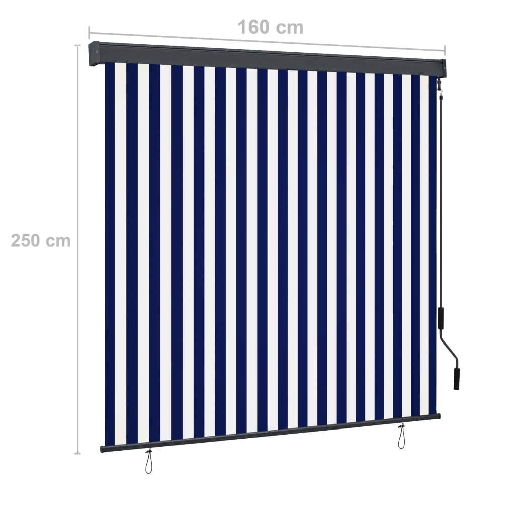 Außenrollo 160x250 cm Blau und Weiß