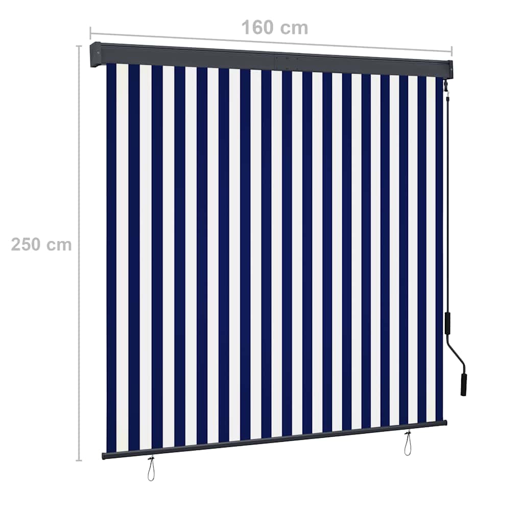 Außenrollo 160x250 cm Blau und Weiß