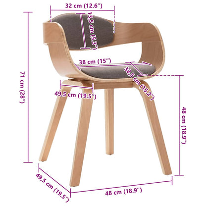 Esszimmerstühle 2 Stk. Bugholz und Taupe Stoff